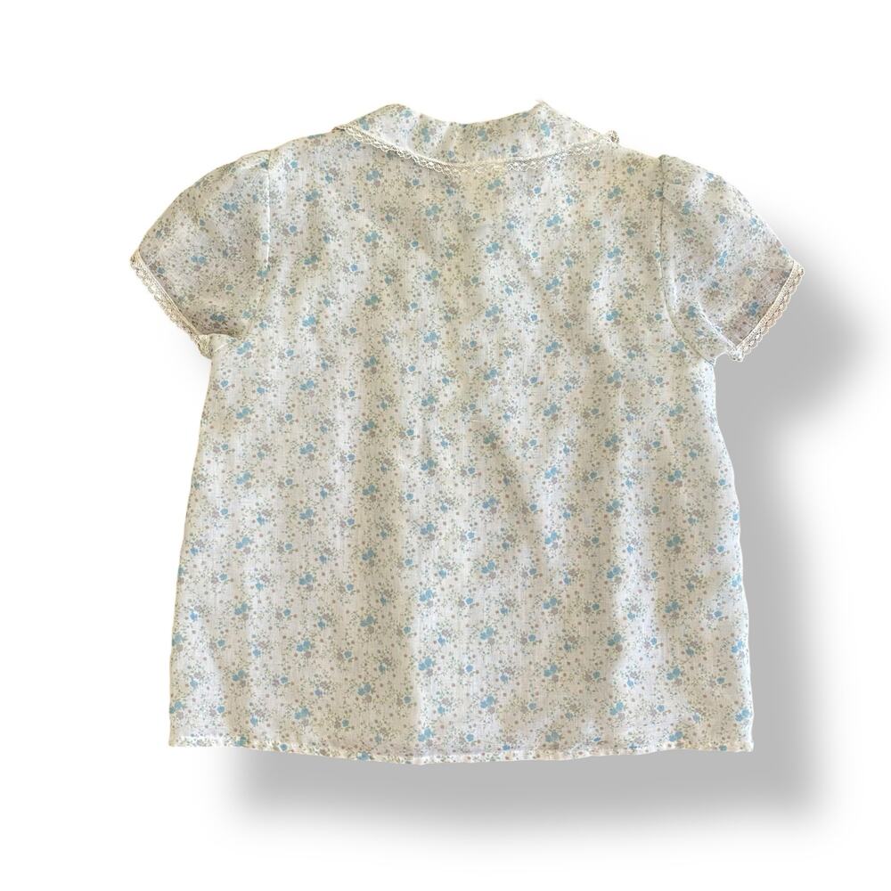Gunne Sax Jeunes Filles Vintage 1970 Cream Blue Floral Ruffled Skirt Set Size 14 - Picture 5 of 16